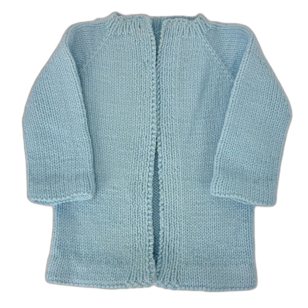 Handmade Light Blue Knit Cardigan Sweater Open Front Approx Size 3‎ Mo Unique